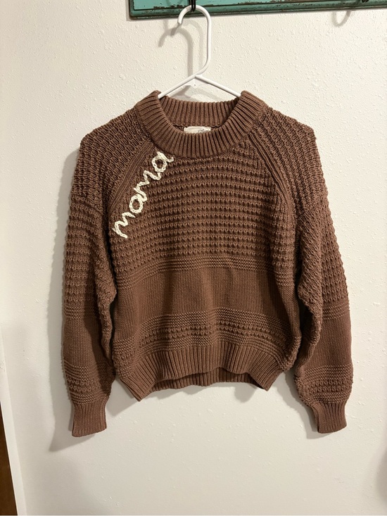 Universal Thread Sweaters - Universal Thread Brown 'mama' Embroidered Chunky Crewneck Sweater Size Medium